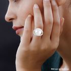14-15mm weißer Edison Perle und Zirkon-Ring - 0,85 ct. image number 2