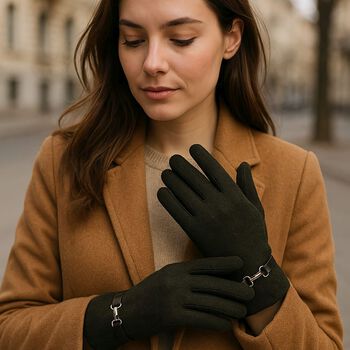 Kaschmir-Handschuhe mit Touchscreen-Funktion, Karomuster, Onesize, Gr&uuml;n