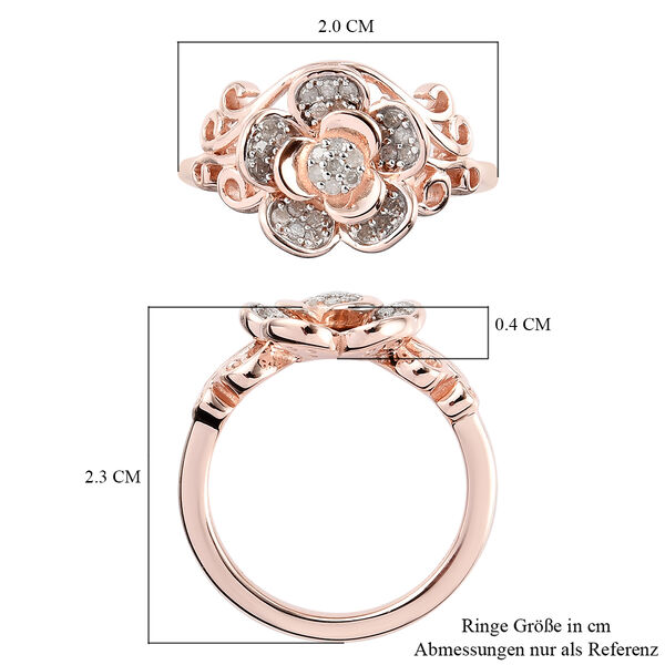 Diamant Blumen Ring 925 Silber Roségold Vermeil image number 7