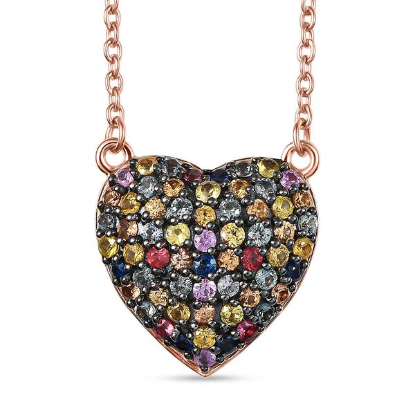 AAA Mehrfarbig Saphir Halskette ca. 45 cm 925 Silber Roségold Vermeil ca. 1.86 ct image number 0
