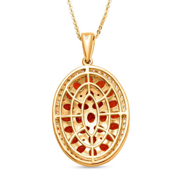 Salamanca Feueropal-Anhänger mit Kette, 925 Silber Gelbgold Vermeil, ca. 3.92 ct image number 5