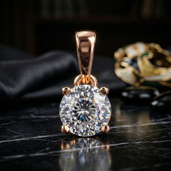 D'Joy 120 Facetten Moissanit Anh&auml;nger 925 Silber ros&eacute;vergoldet ca. 0.78 ct image number 1