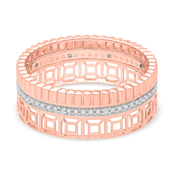 Weißer Diamant P Ring 925 Silber Roségold Vermeil (Größe 18.00) image number 4