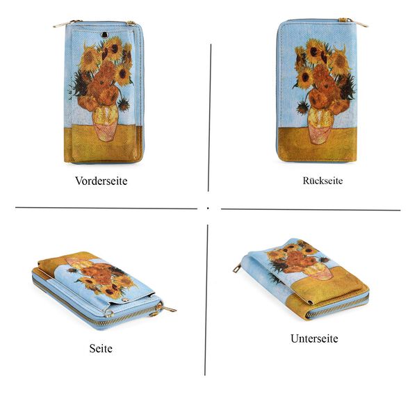 2-teiliges Taschenset - 40x12x35cm Shopper und 20x11x2cm Handytasche, Sonnenblumen von Van Gogh image number 7