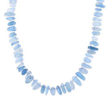 Aquamarin, Wei&szlig;e S&uuml;&szlig;wasser Perle (2-3mm) Halskette ca. 45 cm 316L Edelstahl