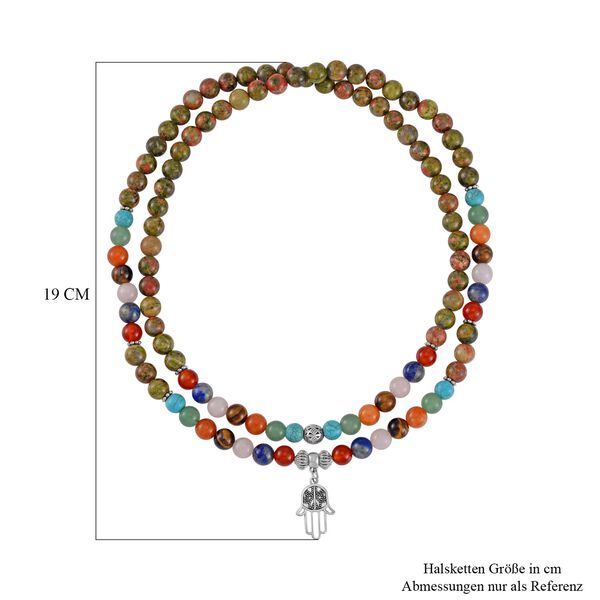 Mehrfarbig Edelsteine Schmuckset Reiner Edelstahl Schwarz oxidiert Schwarz oxidiert ca. 630,00 ct. image number 6