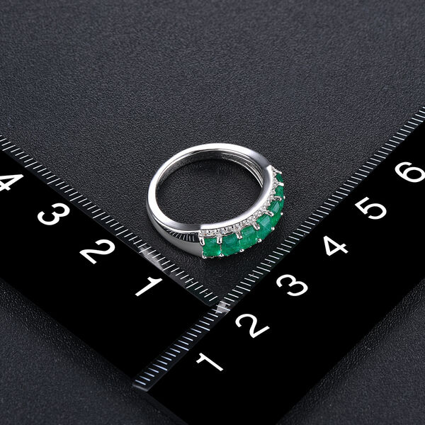 AAA Kagem Sambia Smaragd und Zirkon Ring 925 Silber rhodiniert ca. 1,72 ct image number 2