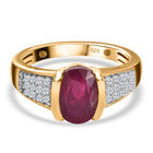 Fissure gefüllt Rubin und Zirkon Ring 925 Silber 585 Vergoldet image number 0