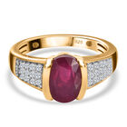Fissure gefüllt Rubin und Zirkon Ring 925 Silber vergoldet (Größe 16.00) ca. 2,92 ct