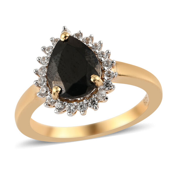 Elite Shungit und Zirkon Ring 925 Silber vergoldet  ca. 1,27 ct image number 4