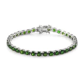 Natürliches Chromdiopsid-Armband, 19 cm, 925 Silber platiniert ca. 10,88 ct