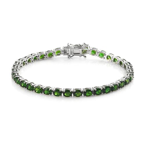 Natürliches Chromdiopsid-Armband, 19 cm, 925 Silber platiniert ca. 10,88 ct image number 0