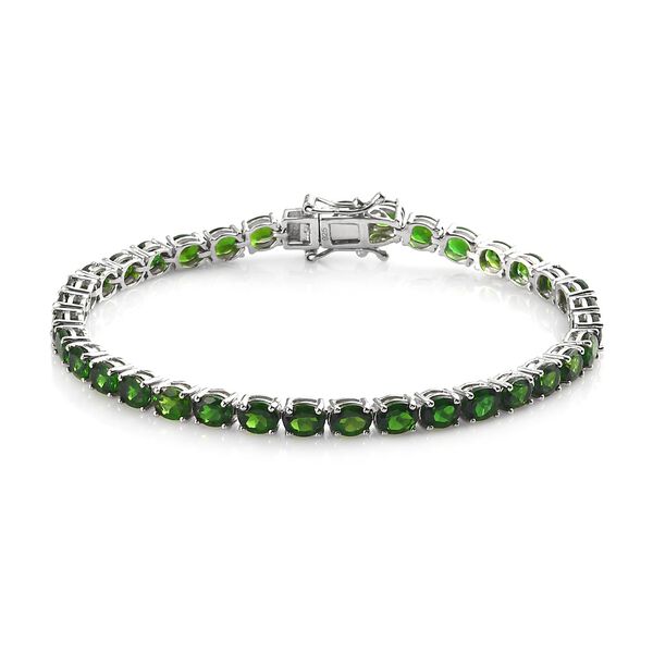 Natürliches Chromdiopsid-Armband, 19 cm, 925 Silber platiniert ca. 10,88 ct image number 0