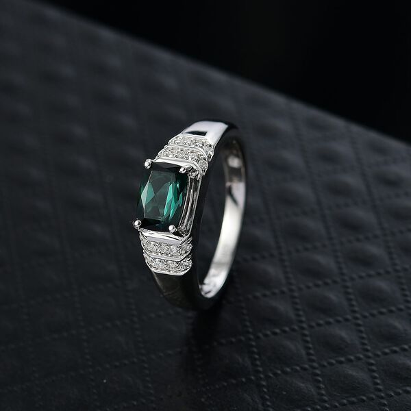 LUXORO AAA Indicolite, Wei&szlig;er Diamant Ring 417 Gold (Gr&ouml;&szlig;e 20.00) ca. 1,48 ct image number 1
