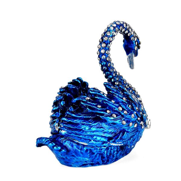 " Swan Trinket Storage Box Material:metal& synthetic crystal color: Blue size: 7*5*7cm" image number 4