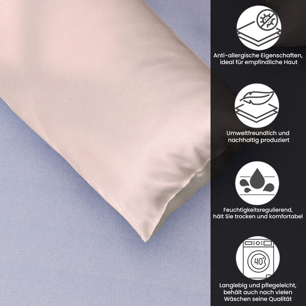 Serenity Night - Bambus-Kissenbezug 2er-Set, k&uuml;hlend und anti-allergisch, 80 x 80 und 40 x 80 cm, Beige image number 3