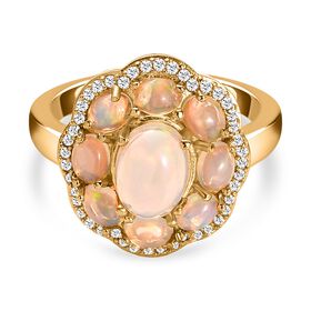 AA Natürlicher, äthiopischer Welo Opal und Zirkon-Ring - 2,11 ct.