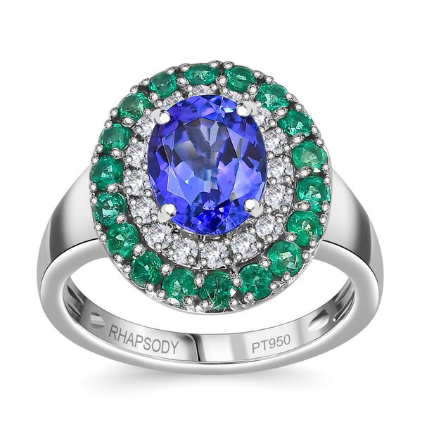 RHAPDOSY AAAA Tansanit, Kolumbianischer Smaragd und VS Diamant-Ring in 950 Platin - 3,29 ct. image number 8
