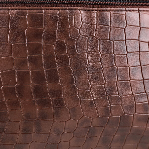 Echtleder Crossbody Tasche mit Kroko Prägung, Multi-Fächer, 20 x 24 cm, Cognac image number 9
