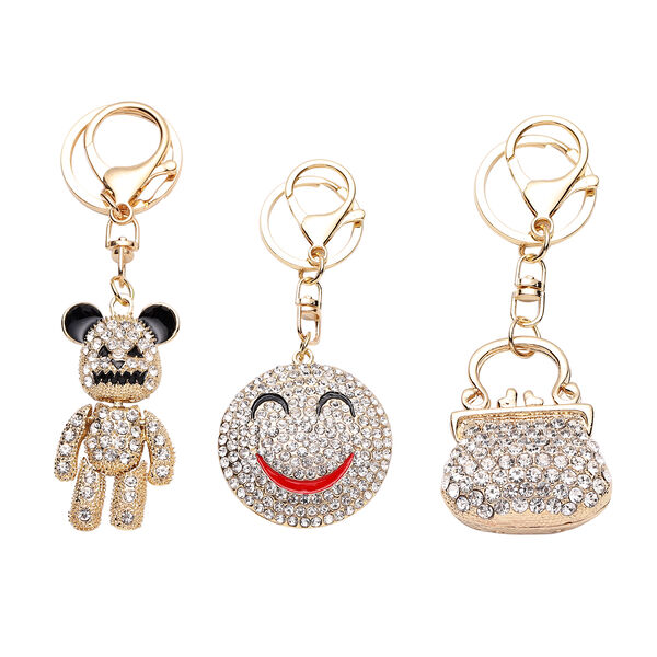 3er-Set, wei&szlig;e Kristall-Schl&uuml;sselanh&auml;nger - 2,10 ct.