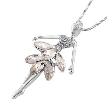 Wei&szlig;er Kristall Anh&auml;nger mit Kette ca. 63.5 cm + 5 cm Extender