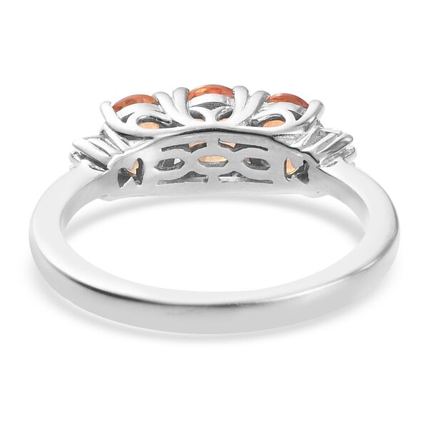 Orange Saphir und Diamant 3 Stein Ring 925 Silber Platin-&Uuml;berzug image number 5