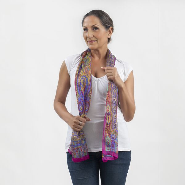 100% Natur Seide, Designer Schal, 50x160 cm, Rosa image number 3