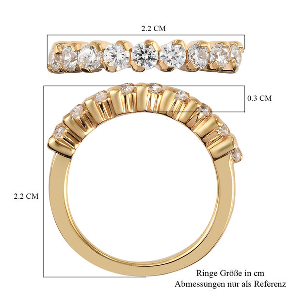 LUSTRO STELLA Hergestellt mit ZIRKONIA Band Ring 925 Silber 585 Vergoldet (Größe 16.00) ca. 1,50 ct image number 7