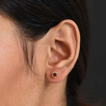 Afrikanische Rubin Ohrringe, 925 Silber 750 Gelbgold Vermeil - 0,76 ct.