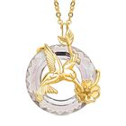 Glas Vogel Anh&auml;nger mit Kette, goldfarben