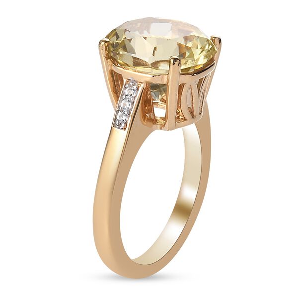 Ouro Verde-Quarz und Zirkon Ring 925 Silber 585 Vergoldet image number 5