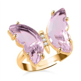 Flexibler weißer Zirkonia und rosa Kristall-Ring (16,50-19,50)