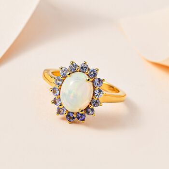 AA nat&uuml;rlicher, &auml;thiopischer Welo Opal und Tansanit-Ring - 1,74 ct.