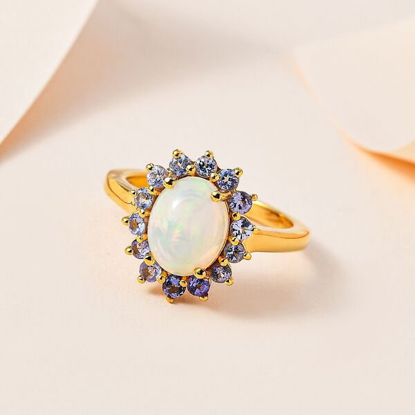 AA nat&uuml;rlicher, &auml;thiopischer Welo Opal und Tansanit-Ring - 1,74 ct. image number 2