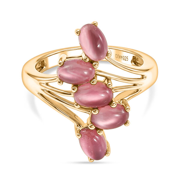 D'Joy Flamingo Mondstein Ring 925 Silber 750 Gelbgold vermeil (Gr&ouml;&szlig;e 18.00) ca. 3,75 ct