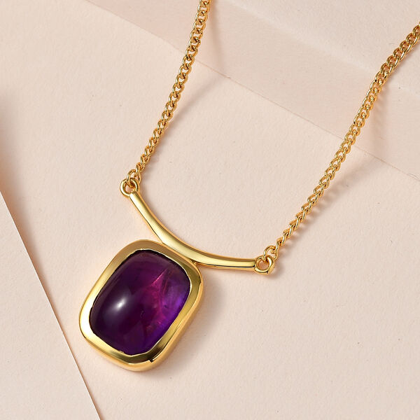 Afrikanischer Amethyst Halskette, ca. 45 cm, 925 Silber vergoldet ca. 11.72 ct image number 1