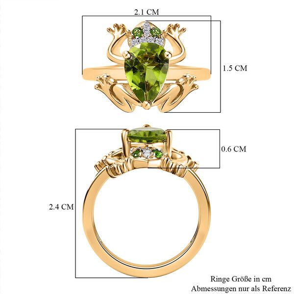 GP Trionfo Kollektion - Nat&uuml;rlicher Peridot, Nat&uuml;rlicher Chromdiopsid Ring 925 Silber Gelbgold Vermeil (Gr&ouml;&szlig;e 17.00) ca. 1.93 ct image number 7
