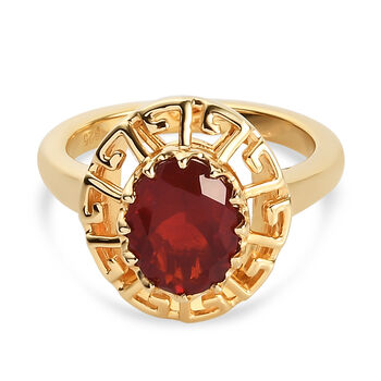 Mexikanischer Kirschfeuer-Opal Ring 925 Silber Gelbgold Vermeil (Gr&ouml;&szlig;e 16.00) ca. 1,31 ct