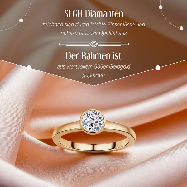 LUXURIANT IGI zertifizierter SI GH Labor-Diamant-Ring in 585 Gelbgold - 1 ct. image number 3