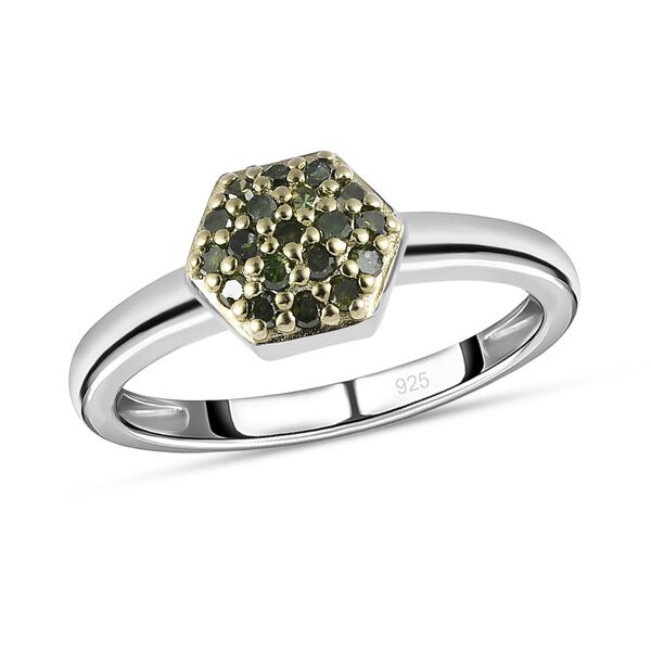 Grüner Diamant Ring 925 Silber platiniert (Größe 21.00) ca. 0,20 ct image number 4