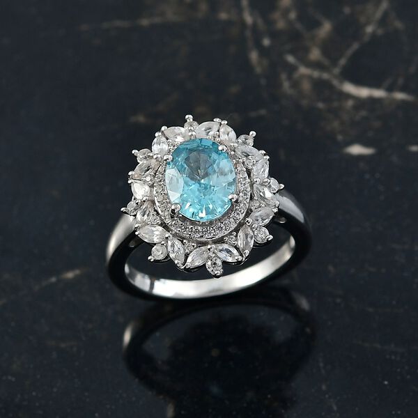 D'Joy blauer und wei&szlig;er Zirkon Ring - 3,96 ct. image number 2