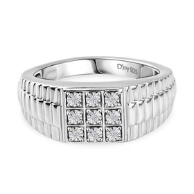 D'Joy Weißer Diamant Ring 925 Silber rhodiniert (Größe 21.00) ca. 0,04 ct