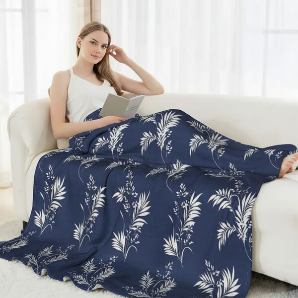 Ultraweiche bedruckte 155gsm Flanell Kuscheldecke, 200x150cm, Marineblau-Wei&szlig; image number 3