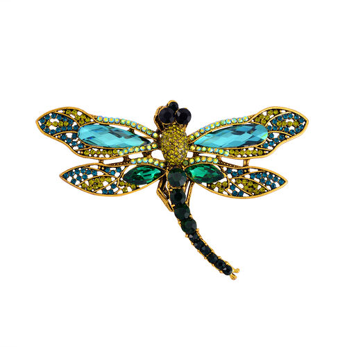 Mehrfarbiger Kristall Brosche  Antikes Gold image number 0