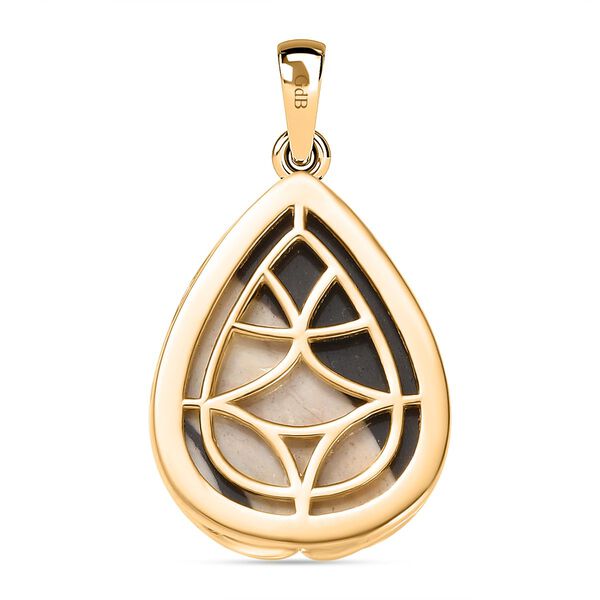 Erdnuss Holz Jaspis, Weißer Zirkon Anhänger Messing ca. 11,38 ct. image number 5