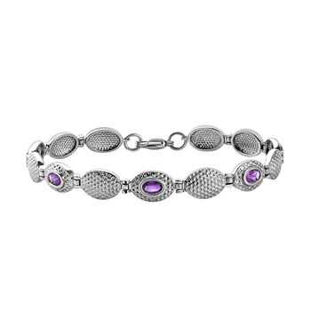 Afrikanisches Amethyst Armband, ca. 20 cm, Edelstahl ca. 2,15 ct