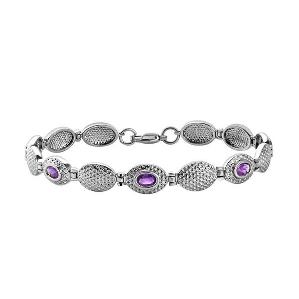 Afrikanisches Amethyst Armband, ca. 20 cm, Edelstahl ca. 2,15 ct