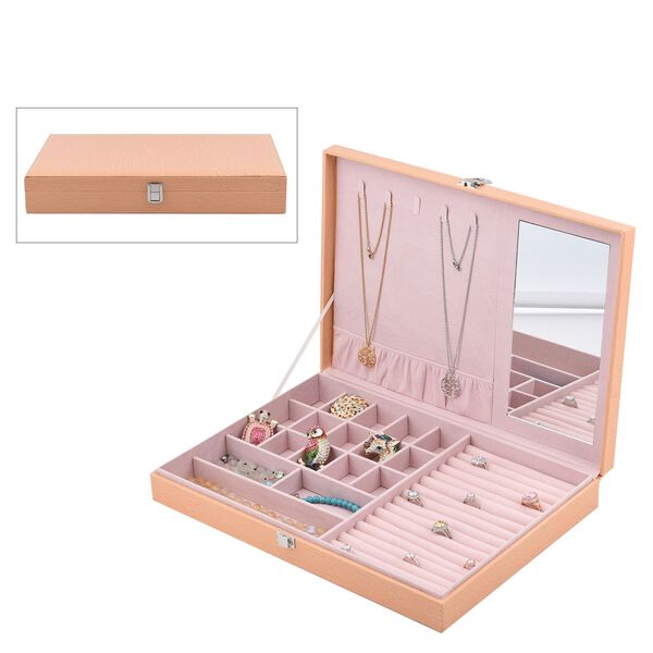 Schmuckkasten mit Kroko-Pr&auml;gung, Beige