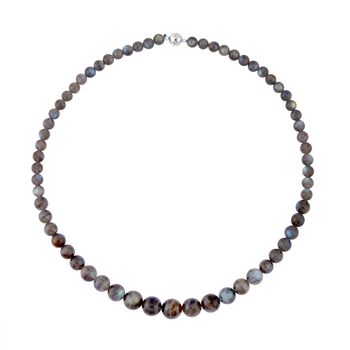 Labradorit Halskette, ca. 50 cm, 925 Silber, rhodiniert ca. 252.50 ct