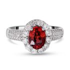 Rosa und weißer Zirkon-Ring, 925 Silber platiniert (Größe 17.00) ca. 2.96 ct